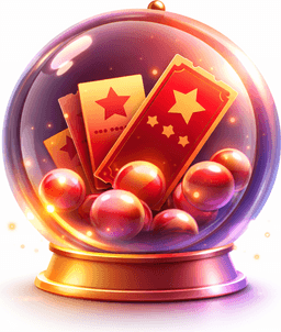 Boule de tombola avec billets gagnants