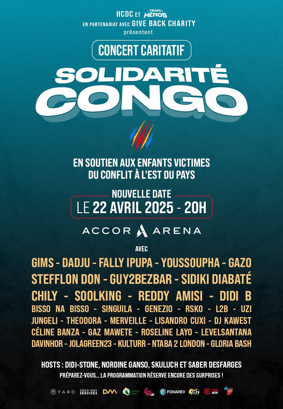 Le concert « Solidarité Congo » pour la RDC avec Gims, Gazo et Youssoupha aura finalement lieu le 22 avril