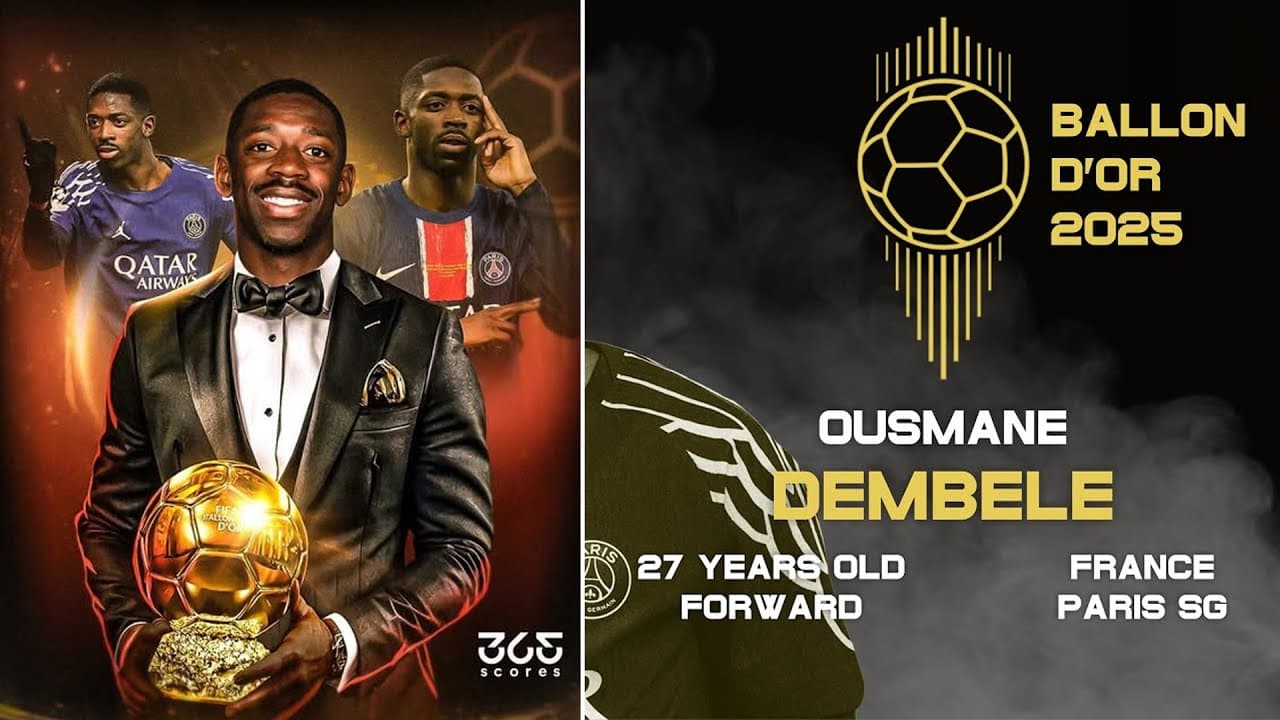 Ousmane Dembélé (PSG) remporte le Ballon d'Or masculin 2025