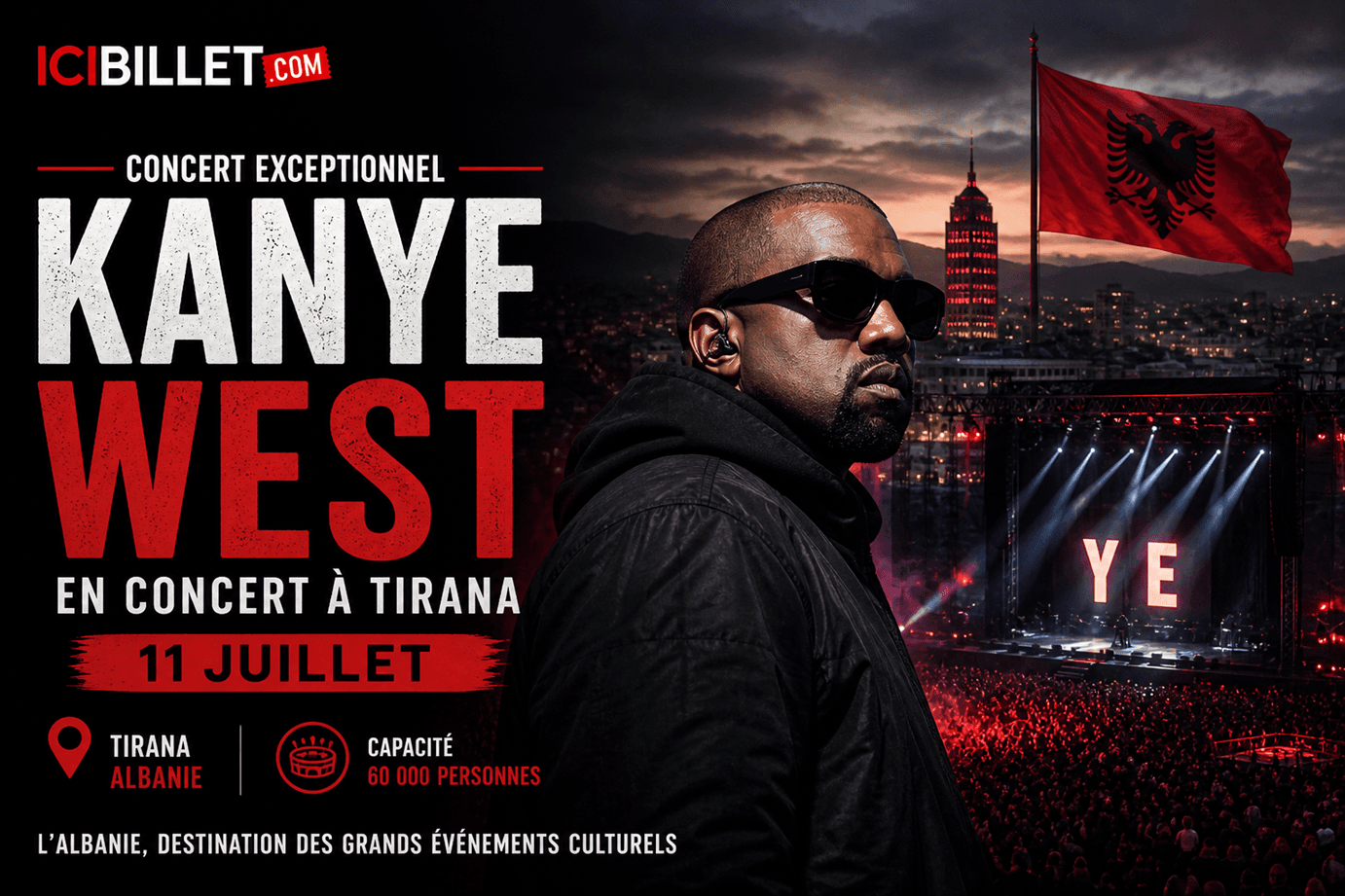 Indésirable à Londres et en Pologne, Kanye West se produira finalement en Albanie en juillet