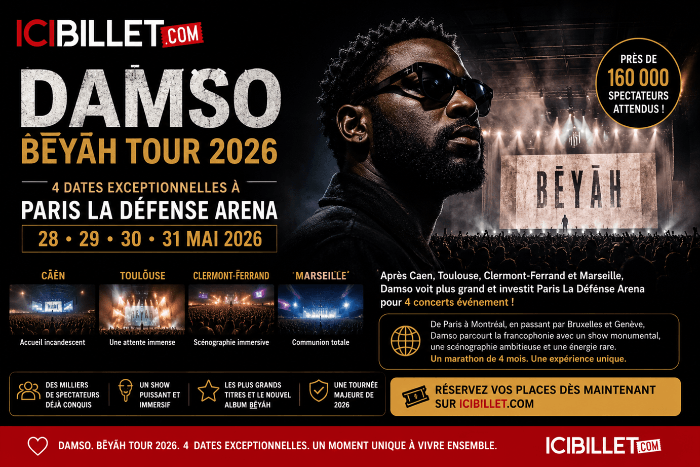 Damso BĒYĀH Tour 2026 prend ses quartiers à Paris La Défense Arena pour quatre dates