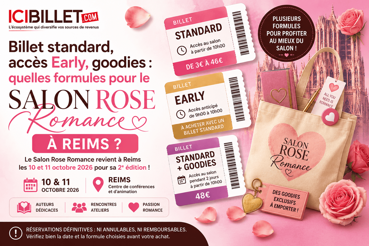 Billet standard, accès Early, goodies : quelles formules pour le Salon Rose Romance à Reims ?