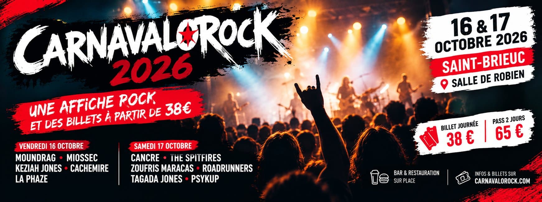 Le festival Carnavalorock 2026 : une affiche rock et des billets à partir de 38 euros