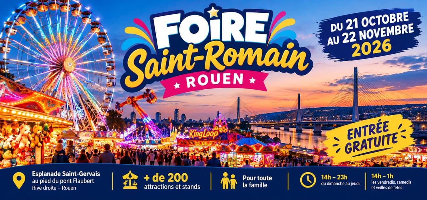 Plus de 200 attractions, zéro euro à l’entrée : la Foire Saint-Romain revient à Rouen !